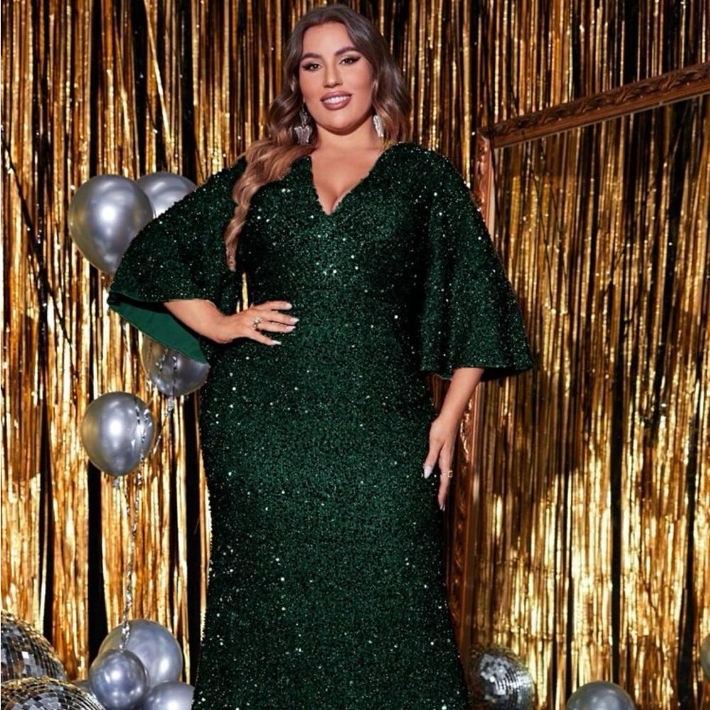 Plus size sequined formal gown
